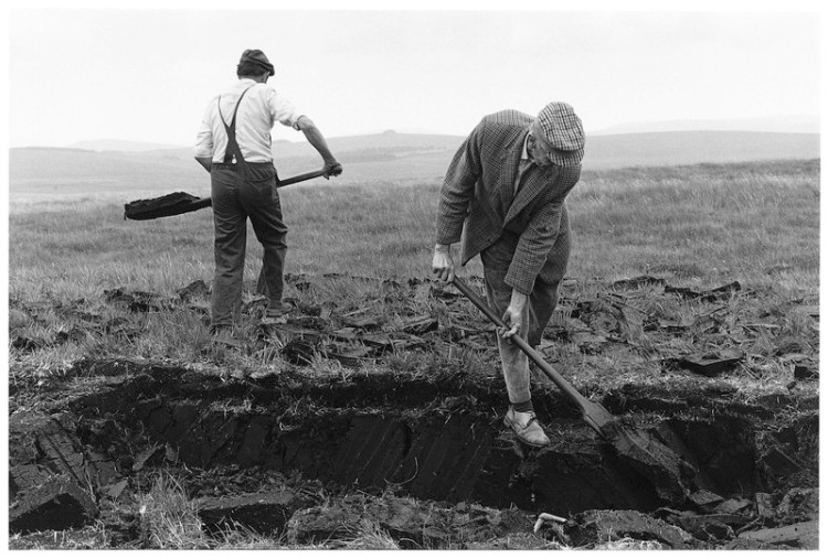 Norman Mortimore & Tom Endacott cutting peat, Gidleigh Common 1983.jpg