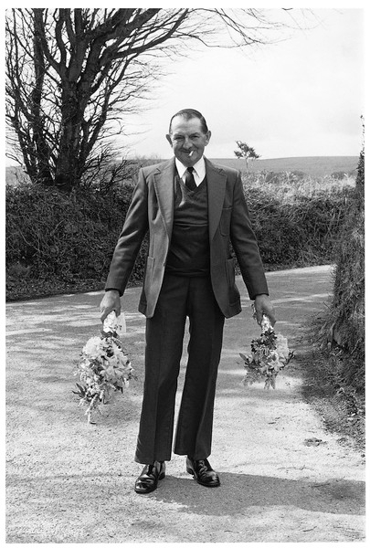 Norman Mortimore on his way to Aunt Lill's funeral, Wonson 1985.jpg