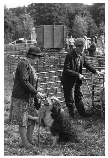 mr & Mrs Perrot with Marty, Rushford Lamb Sale, Chagford 1980.jpg